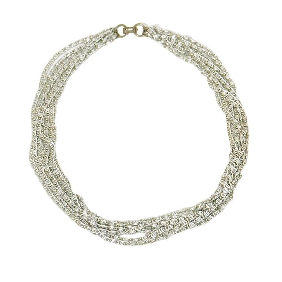 Vintage Sarah Coventry Lightweight 8-Strand Silver Tone Necklace/Choker - 15.25" - Picture 5 of 6